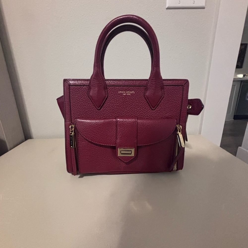 Henri Bendel mini Rivington tote handbag red leather with detachable clutch